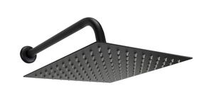 Ducha Inox 304 Preto Fosco 25 cm com Cano Suporte de Parede