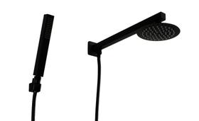 Ducha Inox 304 Preto Redonda 15 cm com Ducha de Mão ABS com Trava