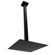 Ducha Inox 304 Slim 20x20 Black Com Braço Suporte Teto 40 Cm Ducha Inox 304 Slim 20x20 Black Com Braço Suporte Teto 40 Cm