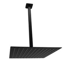 Ducha Inox 304 Slim 30x30 Black Fosco Com Braço Suporte Teto 40 Cm
