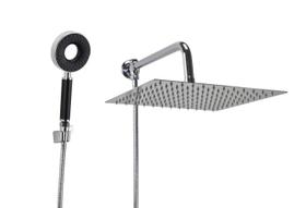 Ducha Inox 30x30 cm c/ Chuveirinho de Mão 3 Jatos ABS c/ Trava