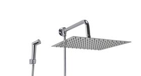 Ducha Inox 30x30 cm c/ Chuveirinho de Mão ABS c/ Trava