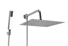 Ducha Inox 30x30 cm com Chuveirinho de Mão em ABS com Trava