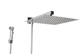 Ducha Inox 30x30 cm com Chuveirinho de Mão em ABS com Trava