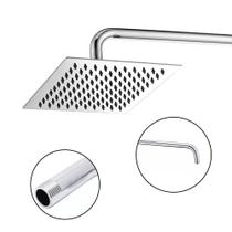 Ducha Inox Chuveiro Cromado 20x20 Slim Banheiro Suporte Redondo Banho Piscina Area Externa Ducha Inox Chuveiro Cromado 20x20 Slim Banheiro Suporte Redondo Banho Piscina Area Externa