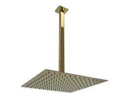 Ducha Inox Dourado 30x30 Com Braço Suporte Teto 40 Cm