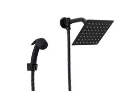 Ducha Inox Preto Fosco 15x15 cm c/ Ducha Manual ABS c/ Trava