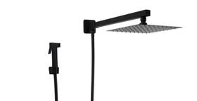Ducha Inox Preto Fosco 20 cm com Desviador e Ducha Manual Ducha Inox Preto Fosco 20 cm com Desviador e Ducha Manual