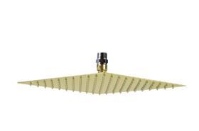 Ducha Inox Slim Dourado Golden 25x25 Com Niple Suporte De Teto