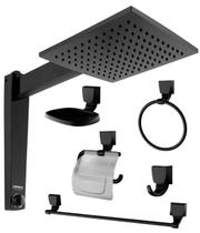 Ducha Lorenzetti Century 7500W 220V Preto + Kit 5 Acessórios Preto LZ