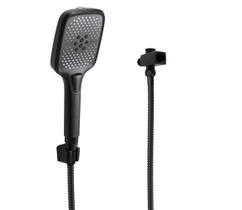 Ducha Manual ABS Preto Fosco 3 Jatos c/ Mangueira e Desviador