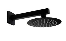 Ducha Preta 15 cm em Inox 304 Redonda c/ Tubo d Parede 20 cm