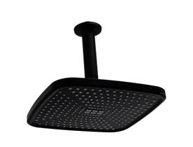 Ducha Preta Fosco 21 cm em ABS Quadrado com Cano Redondo de Teto de 10 cm Ducha Preta Fosco 21 cm em ABS Quadrado com Cano Redondo de Teto de 10 cm