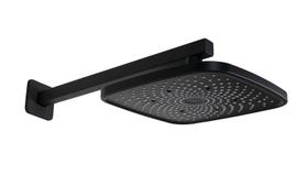 Ducha Preta Matte Quadrada ABS 21 cm c/ Braço Suporte