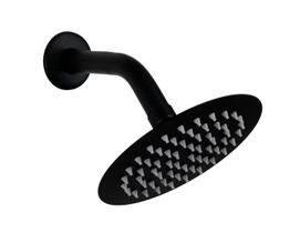 Ducha Preto 15 cm Inox 304 Redonda com Cano de Parede 13 cm