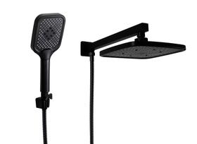 Ducha Preto Black Matte em ABS Quadrado de Parede com Duchinha Manual com Trava