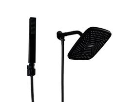 Ducha Preto Fosco 21 cm em ABS com Desviador Redondo e Ducha Manual Retangular com Trava Ducha Preto Fosco 21 cm em ABS com Desviador Redondo e Ducha Manual Retangular com Trava