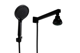 Ducha Preto Fosco 7 cm em ABS com Desviador Embutido de Parede com Ducha de Mão Black em ABS com Trava