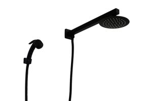 Ducha Preto Fosco em Inox Redondo com Ducha Manual em ABS
