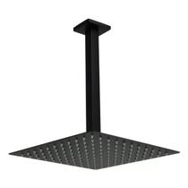 Ducha Quadrada 20x20 Slim Gás Solar Ultra Fina de teto Banheiro Lavatório Piscina Preto Fosco Metal Premium
