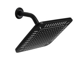 Ducha Quadrada 21 cm Preto em ABS c/ Suporte de Parede