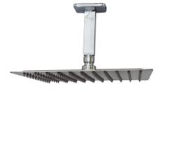 Ducha Quadrada 25 Cm Slim Inox 201 com Braço De Teto 10 Cm Cromado