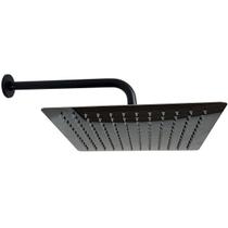 Ducha Quadrada 30x30 Inox Preto Alto Brilho Borda Fina com Braço - Máxima Metais Ducha Quadrada 30x30 Inox Preto Alto Brilho Borda Fina com Braço - Máxima Metais