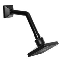 Ducha Quadrada Articulada Abs Black Piano de 4 Polegadas Parede de 1/2 Luxo Agua Quente Agua Fria