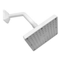 Ducha Quadrada Articulada Abs Branco 6 Polegadas Parede de 1/2 Cano Inclinado Agua Quente Agua Fria