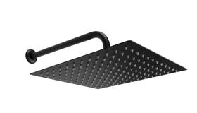 Ducha Quadrada Black Matte 30x30 cm Inox com Cano Redondo