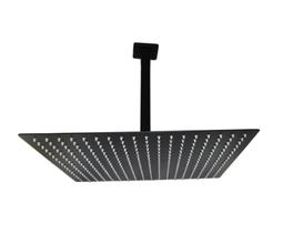 Ducha Quadrada Black Matte 40 cm Com Braço de Teto Preto Fosco