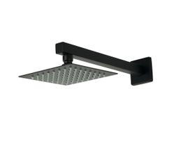 Ducha Quadrada Black Matte Inox 15 cm Com Braço Quadrado de Parede 30 cm