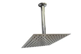 Ducha Quadrada Cromada 25x25 cm Slim Inox 304 com Braço Suporte de Teto Redondo Ducha Quadrada Cromada 25x25 cm Slim Inox 304 com Braço Suporte de Teto Redondo
