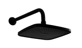 Ducha Quadrada em ABS Preto Fosco 21 cm com Cano de Parede Redondo