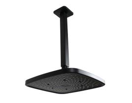 Ducha Quadrada Flatt 21 cm Black Matte c/ Cano de Teto 24 cm
