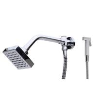 Ducha Quadrada Flatt Articulada Com Desviador E Ducha Manual Aquecedor Solar E Gás