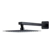 Ducha Quadrada Slim 20x20cm Com Braço 40cm Inox Preta Domum