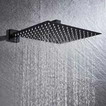 Ducha Quadrada Slim 25 x 25 cm Chuveiro Banheiro Área Externa Piscina Preto Fosco