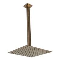 Ducha Quadrado 25x25 Rose Golden c/ Braço Suporte Teto 40 Cm