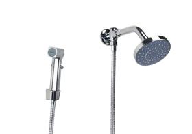 Ducha Redonda ABS 10 cm Flatt com Chuveirinho de Mão c/ Trava