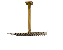 Ducha Slim / Chuveiro Quadrada 30 cm Dourada com Braço de Teto Golden