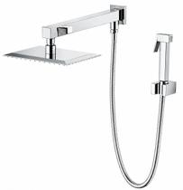 Ducha Slim Quadrada 25cm. Com Desviador Cromado Metal