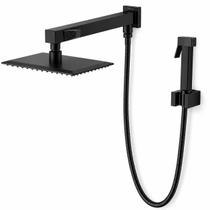 Ducha Slim Quadrada 30cm. Com Desviador Preto Fosco Metal Ducha Slim Quadrada 30cm. Com Desviador Preto Fosco Metal