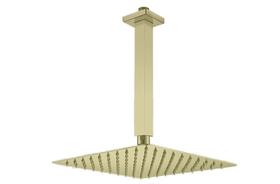 Ducha Teto Quadrada Slim Dourada em Inox 20x20 Braço 20 Cm Gold Ducha Teto Quadrada Slim Dourada em Inox 20x20 Braço 20 Cm Gold