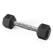Dumbbell Sextavado 2kg D1FITNESS Emborrachado Preto e Prata