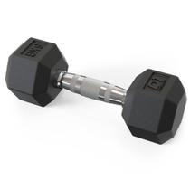 Dumbbell Sextavado D1FITNESS 06kg Emborrachado Preto