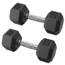 Dumbbell Sextavado Emborrachado 10kg - D1FITNESS - Cromado