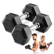 Dumbell Sextavado 6kg Par Pegada Cromada Halter Academia