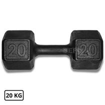 Dumbell Sextavado de Ferro Fundido Pintado 20 Kg Preto