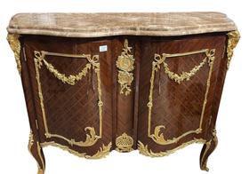 Dunquerque Gabinete Bronze Medalhão Tampo Mármore Duplo Luxo